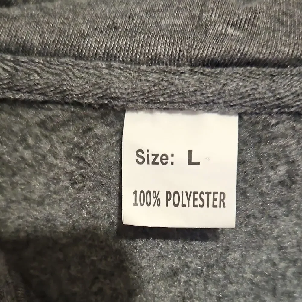 Men's Gray Zip-Up Sweater with Orange Accents
